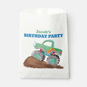 Sachets En Papier Vert Monster Camion Anniversaire de fête