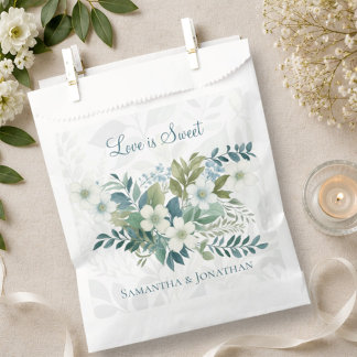 Sachets En Papier Vert sauge ivoire Eucalyptus Mariage L'amour est d