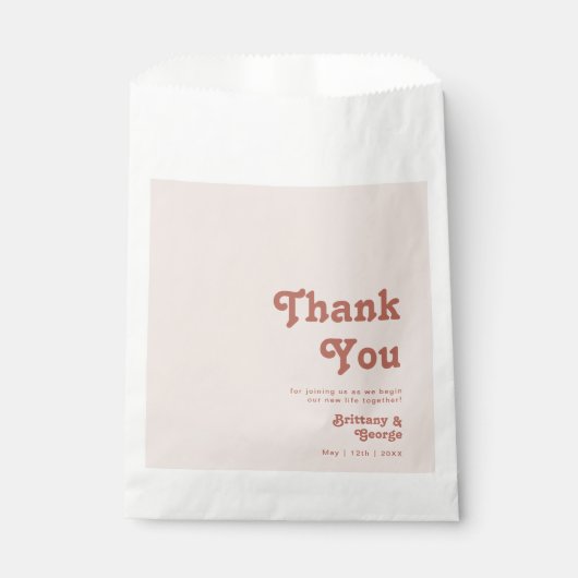 Sachets En Papier Vibes rétro simples | Merci rose (Devant)