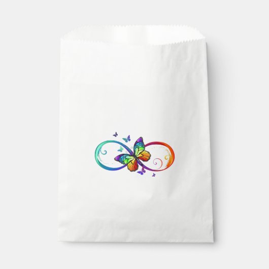 Sachets En Papier Vibrant infinity with rainbow butterfly on black (Devant)