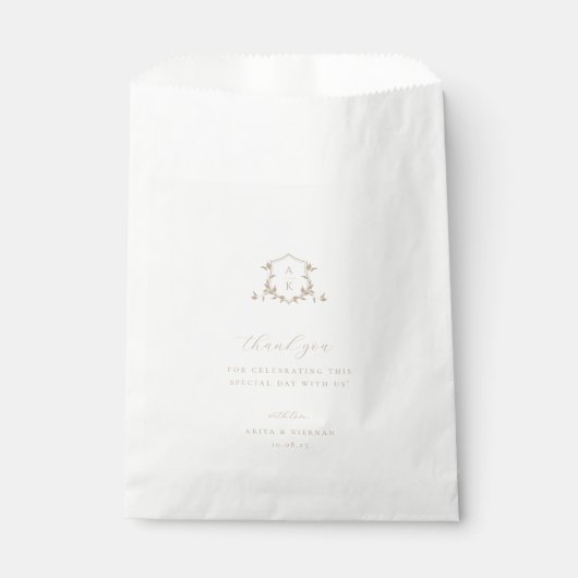 Sachets En Papier Vignes intemporelles Cimier beige Mariage Monogram (Devant)