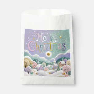 Sachets En Papier Village d'hiver pastel de Noël Maisons enneigées