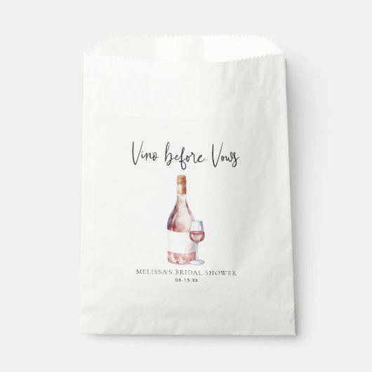 Sachets En Papier Vino Aquarelle Rose Avant Vows Fête des mariées (Devant)