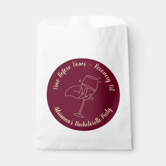 Sachets En Papier Vino Avant Vows Kit de récupération Bachelorette (Devant)