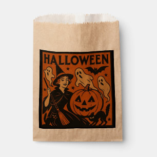 Sachets En Papier Vintage, classique sorcière d'Halloween, fantôme &
