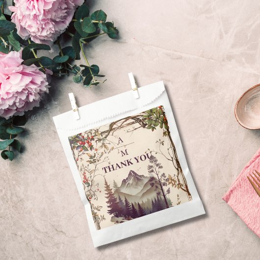 Sachets En Papier Vintage Forêt de montagne Mariage À feuillage pers