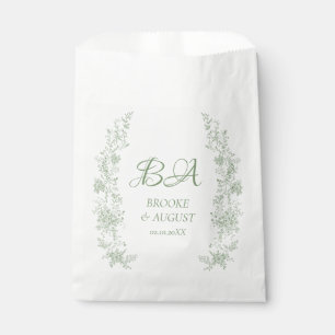 Sachets En Papier Vintage Monogramme Vert Floral Jardin Mariage