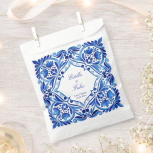 Sachets En Papier Vintage Talavera Azulejo mariage en tuile bleue