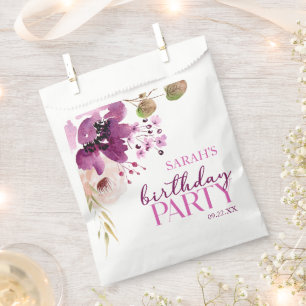 Sachets En Papier Violet Magenta Purple Floral fête d'anniversaire