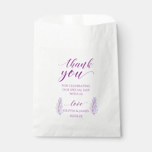 Sachets En Papier violet merci mariage (Devant)