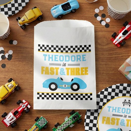 Sachets En Papier Voiture de course Fast & Three 3e anniversaire