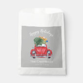 Sachets En Papier Voiture rouge et arbre de Noël personnalisable (Devant)