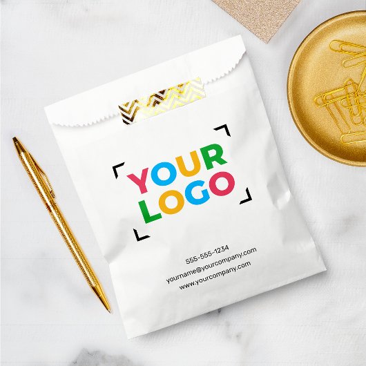 Sachets En Papier Votre logo ici Simple marque d'entreprise Blanc