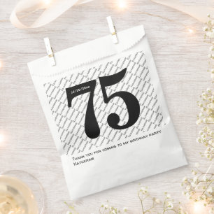 Sachets En Papier Votre nom Motif Bold Black Age Numéro Date