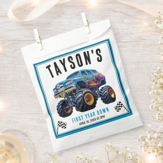 Sachets En Papier Vroom Zoom Monster Camion Boom | 1ère fête d'anniv (Coupé)