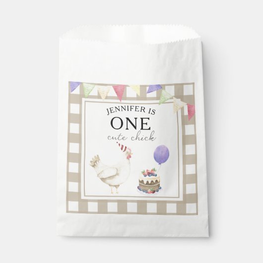 Sachets En Papier Watercolor Chick 1er anniversaire (Devant)