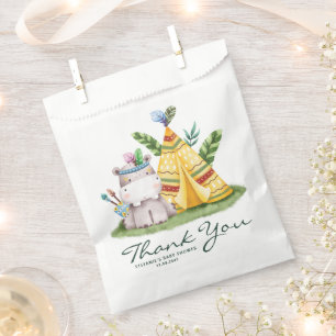 Sachets En Papier Watercolor Tribal Hippo Safari Merci d'anniversair