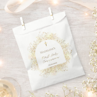 Sachets En Papier watercolor white yellow flowers First Communion