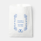 Sachets En Papier Wedding Favour Bag Blue Sapphire Bells Scrollwork (Devant)