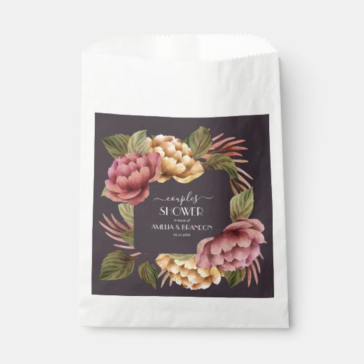 Sachets En Papier Wedding shower Dramatique Couples Floraux (Devant)