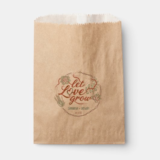 Sachets En Papier Wedding shower Laisser l'amour grandir Succulent P (Devant)
