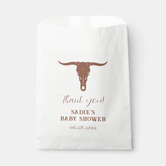 Sachets En Papier Western Terracotta Longhorn Baby shower Favoriser (Devant)