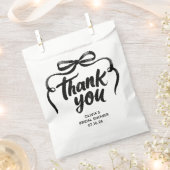 Sachets En Papier Whimsical Black Bow Handwritten Bridal Thank You (Coupé)