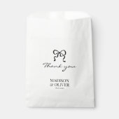 Sachets En Papier Whimsical Black Bow Monogram Wedding Thank you (Devant)