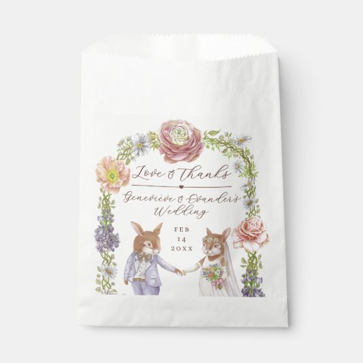 Sachets En Papier Whimsical Boho Lapin Lapin Aimer Floral Mariage (Devant)