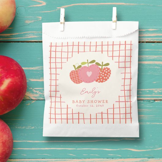 Sachets En Papier Whimsical Fall Pomme thème Baby shower rose rouge