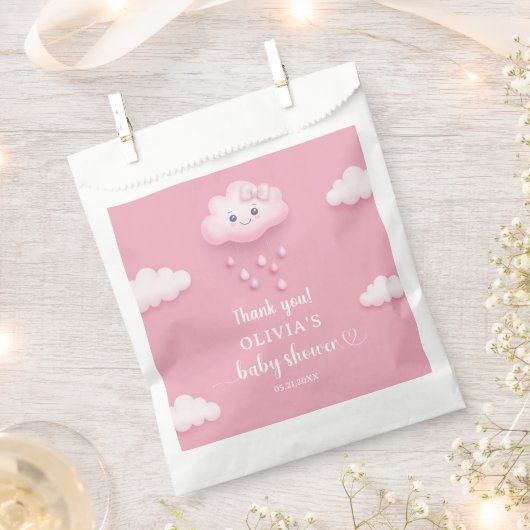 Sachets En Papier Whimsical mignon blanc nuage neuf thème rose (Coupé)