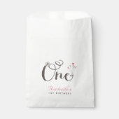Sachets En Papier Whimsical One Rose Hearts Fille 1er anniversaire f (Devant)