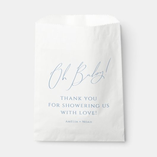 Sachets En Papier Whimsy Dusty bleu Oh Baby shower Merci (Devant)
