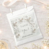 Sachets En Papier White 3D Roses Wedding Thank You (Coupé)