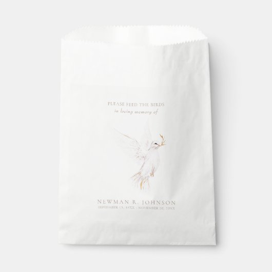 Sachets En Papier White Dove Bird Seed Packet Funeral Memorial (Devant)