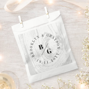 Sachets En Papier White Rustic Woodgrain Texture Chic Mariage d'hive