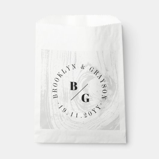 Sachets En Papier White Rustic Woodgrain Texture Chic Mariage d'hive (Devant)
