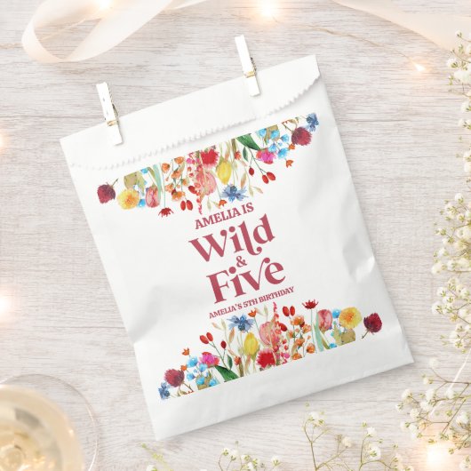 Sachets En Papier Wild and Five Fleur sauvage 5e fête d'anniversaire (Coupé)