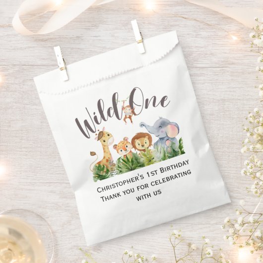 Sachets En Papier Wild One Jungle Safari Animaux 1er Anniversaire (Coupé)