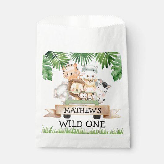 Sachets En Papier Wild One Jungle Safari fête d'anniversaire (Devant)