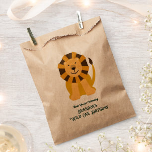 Sachets En Papier Wild One Lion fête d'anniversaire Jungle Safari