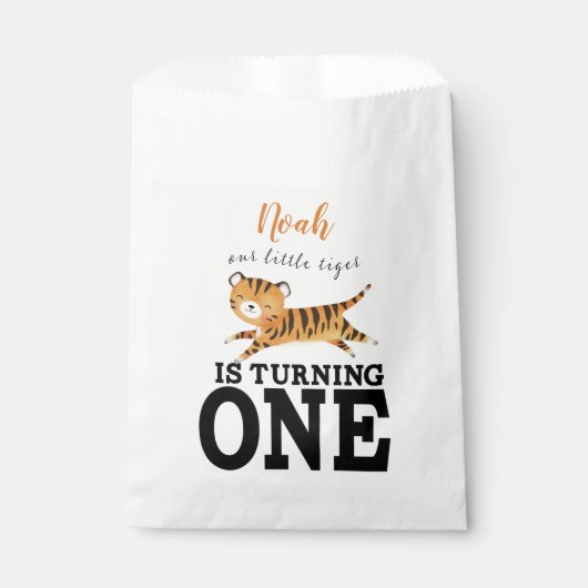 Sachets En Papier Wild One mignonne Jungle Tiger 1er anniversaire (Devant)