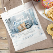 Sachets En Papier Winter Onederland Bear Blue First Birthday Party