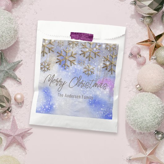 Sachets En Papier Winter Wonderland avec Gold Glitt Snowflakes