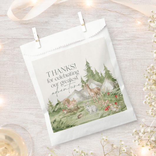 Sachets En Papier Woodland Animals Adventure Await Favor Sticker (Coupé)