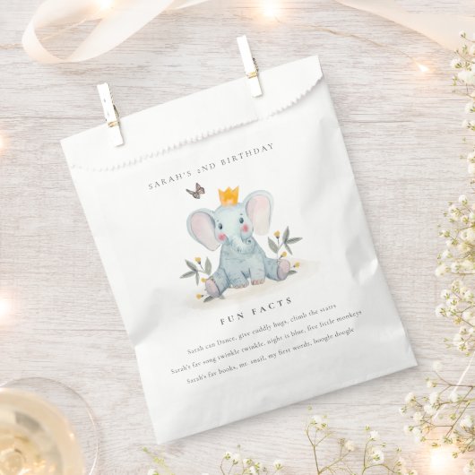 Sachets En Papier Woodland Baby Elephant Foliing Fun Facts Anniversa (Coupé)