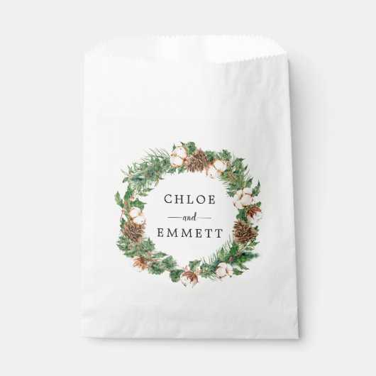 Sachets En Papier Wreath botanique d'hiver rustique Mariage personna (Devant)