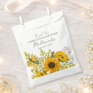 Sachets En Papier Yellow Modern Sunflowers Bouquet Wedding 