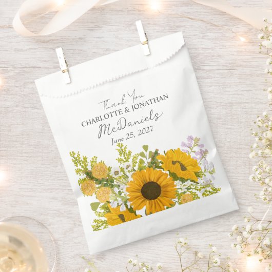 Sachets En Papier Yellow Modern Sunflowers Bouquet Wedding (Coupé)
