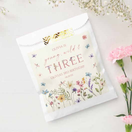 Sachets En Papier Young Wild & Three Wildflower 3rd Birthday Party (Scellé)